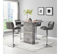 Furniture in Fashion Parini Melange Marble Effect Bar Table 4 Candid Grey Stools