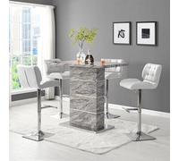 Furniture in Fashion Parini Melange Marble Effect Bar Table 4 Candid White Stools
