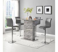 Furniture in Fashion Parini Melange Marble Effect Bar Table 4 Ripple Grey Stools