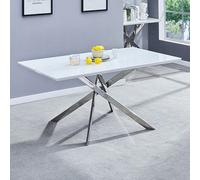 Furniture in Fashion Petra Large Glass Top High Gloss Dining Table In White