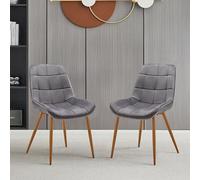 Furniture in Fashion Primo Grey Fabric Dining Chairs With Oak Legs In Pair