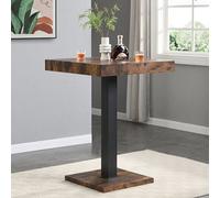 Furniture in Fashion Topaz Bar Table Breakfast Table For Kitchen Living Dining Room Multi-Purpose 2 To 4 Seater Rustic Oak W80Xd80Xh110Cm