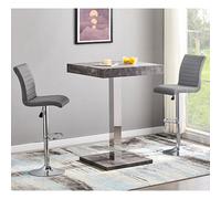 Furniture in Fashion Topaz Concrete Effect Bar Table With 2 Ripple Grey Stools