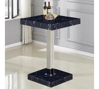 Furniture in Fashion Topaz High Gloss Bar Table Square In Milano Marble Effect