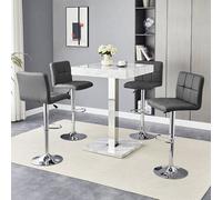 Furniture in Fashion Topaz Magnesia Effect High Gloss Bar Table 4 Coco Grey Stools