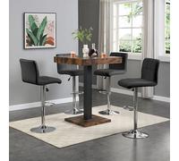 Furniture In Fashion Topaz Rustic Oak Wooden Bar Table With 4 Coco Black Stools