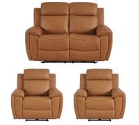 Furniture Instore Annecy Genuine Leather Caramel Electric Power Recliner 2+1+1 Seater Sofa Set
