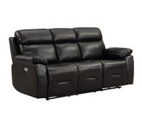 Furniture Instore Renato Genuine Leather Black Electric Power Recliner 3 Seater