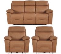 Furniture Instore Renato Genuine Leather Caramel Electric Power Recliner 3+1+1 Seater Sofa Set