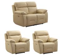 Furniture Instore Renato Genuine Leather Cream Electric Power Recliner 2+1+1 Seater Sofa Set
