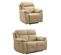 Furniture Instore Renato Genuine Leather Cream Electric Power Recliner 2+1 Seater Sofa Set
