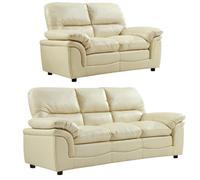 Furniture Instore Verona Cream Leather Aire 3+2 Seater Sofa Set Collection