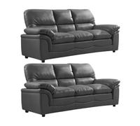 Furniture Instore Verona Grey Leather Aire 3+3 Seater Sofa Set Collection