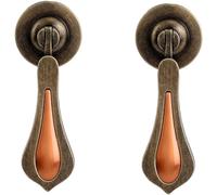Furniture Knob Brass Handle Drop-Shaped Drawer Cabinet Door Pendant Single Hole, 2 Pcs Matte Brushed