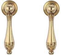Furniture Knob Brass Handle Drop-Shaped Drawer Cabinet Door Pendant Single Hole, 2 Pcs Matte Brushed