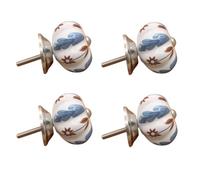 Furniture Knobs 4Pcs Ceramic Single Hole Knobs Retro Drawer Cabinet Wardrobe Shoe Cabinet Door Pulls No. 3 Mulberry Leaf