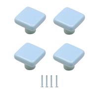 Furniture Knobs 4Pcs Color Ceramic Cabinet Door Single Hole Knobs Cabinet Drawer Square Bottle Cover Handles Sky Blue