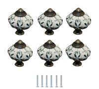 Furniture Knobs 6Pcs Chinese Style Hand Painted Ceramic Blue and White Porcelain Pumpkin Twist Drawer Cabinet Single Hole Knobs 04