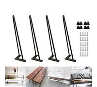 Furniture Legs 14" 35cm Metal Hairpin Legs Black Steel Heavy Duty Industrial Feel 2-Rod 10mm Strudy for Coffee Table Low Tables Bench Shelf Home DIY Project