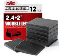 Furniture Leveler 12pcs Kit Size Variety | Multi-Purpose Rubber Shim for Leveling Feet Stable | Anti-Wobble Pad for Uneven Table, Dresser Leg, Toliet and More Furniture | Prevent from Wobbling
