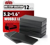 Furniture Leveler 12pcs Kit Size Variety | Multi-Purpose Rubber Shim for Leveling Feet Stable | Anti-Wobble Pad for Uneven Table, Dresser Leg, Toliet and More Furniture | Prevent from Wobbling