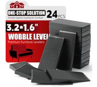 Furniture Leveler 24pcs Kit Size Variety | Multi-Purpose Rubber Shim for Leveling Feet Stable | Anti-Wobble Pad for Uneven Table, Dresser Leg, Toliet and More Furniture | Prevent from Wobbling