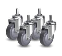 Furniture M12 Threaded Stem Replacement Casters Set Of 4, 2.5" 3" 4" Silent Polyurethane Swivel Caster Wheel, Castors With Brakes For Baby Bed, Cabinet, Table, Shelf(Swivel,75mm/3in)