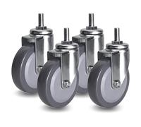 Furniture M12 Threaded Stem Replacement Casters Set Of 4, 2.5" 3" 4" Silent Polyurethane Swivel Caster Wheel, Castors With Brakes For Baby Bed, Cabinet, Table, Shelf(Swivel,100mm/4in)