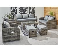Furniture Maxi Lotus 9 Seater Rattan Garden Furniture Recliner Cube Sofa Set in Grey Furniture Maxi Grey