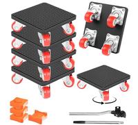 Furniture Mover with 360° Rotating Wheels, 63cm Extended Carbon Steel Pry Bar Lifter, 20mm Anti-slip Thickened Mats, Heavy Duty Moving Aid Furniture Transport Wheels Tool, 300kg Max Load Capacity