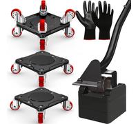 Furniture Moving Set with Furniture Lifter - Furniture Dolly,Furniture Movers with Wheels, Upgraded Carbon Steel Panel and 4 360° Rotating TPE Wheels, Max Load 1100LBS, Move Heavy Duty Easily (Black)
