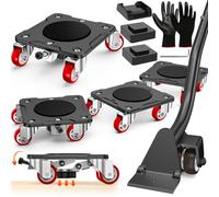 Furniture Moving Set with Parking Function - Furniture Dolly, Furniture Movers with Stabilizers, Upgraded Carbon Steel Panel, Max Load 1100LBS, Secure Long-Term Placement of Heavy Duty (Black)