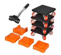 Furniture Moving Wheels, Heavy Duty Furniture Mover Set with Lifter, 360° Rotation Roller Furniture Dolly for Moving Refrigerator Sofa Cabinet Washing Machine (Black + Orange, 10.7 x 10cm)