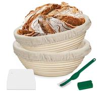 FURNITURE ONE 2PCS 25cm Round Banneton Bread Proofing Baskets Tools Sets in Natural | Size: 1 Pack FURNITURE ONE Natural 1 Pack
