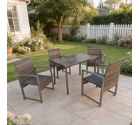 FURNITURE ONE 4 Seater Patio Dining Set with 120*84*72 CM Rectangular Table in Brown | Size: 4 Person FURNITURE ONE Brown 4 Person
