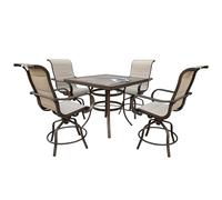 Furniture One 5 Piece Patio Dining Set, 4 Seater Swivel Garden Dining Table and Chair Set with Tesling Swivel Chairs - 4 Seater