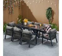 FURNITURE ONE Aluminum Patio Dining Set with Extending Table in Dark Grey | Size: 7 Pack FURNITURE ONE Dark Grey 7 Pack