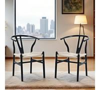 Furniture One Dining Chairs Set of 2, Kitchen Chairs Dining Room Lounge Reception Chairs with Study Legs for Living Room Bedroom - Fully Assembled - Black