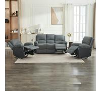 Furniture One Electric Reclining Sofa Set, Corduroy Fabric Recliner Sectional Sofa Suite-Adjustable Backrest and Footrest, Jumbo Cord Fabric Recliner - 1+1+3 Sofa Set