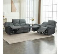 Furniture One Electric Reclining Sofa Set, Corduroy Fabric Recliner Sectional Sofa Suite-Adjustable Backrest and Footrest, Jumbo Cord Fabric Recliner - 2+3 Sofa Set