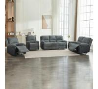 Furniture One Electric Reclining Sofa Set, Corduroy Fabric Recliner Sectional Sofa Suite-Adjustable Backrest and Footrest, Jumbo Cord Fabric Recliner - 1+1+2+3 Set