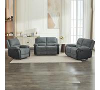 Furniture One Electric Reclining Sofa Set, Corduroy Fabric Recliner Sectional Sofa Suite-Adjustable Backrest and Footrest, Jumbo Cord Fabric Recliner - 1+2+2 Sofa Set