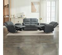Furniture One Electric Reclining Sofa Set, Corduroy Fabric Recliner Sectional Sofa Suite-Adjustable Backrest and Footrest, Jumbo Cord Fabric Recliner - 1+1+2 Sofa Set