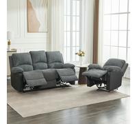 Furniture One Manual Reclining Sofa Set, Corduroy Fabric Recliner Sectional Sofa Suite-Adjustable Backrest and Footrest, Jumbo Cord Fabric Recliner - 1+3 Sofa Set