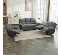 Furniture One Manual Reclining Sofa Set, Corduroy Fabric Recliner Sectional Sofa Suite-Adjustable Backrest and Footrest, Jumbo Cord Fabric Recliner - 1+2+3 Sofa Set