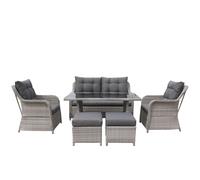 FURNITURE ONE Men's 6 Seater Table & Chair Dining Sofa Set Patio Outdoor Sofa in Grey FURNITURE ONE Grey