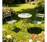 FURNITURE ONE Metal Bistro Set, Folding Patio Furniture Table & Chairs Set of 2 in Tan | Size: 2 Seater FURNITURE ONE Tan 2 Seater