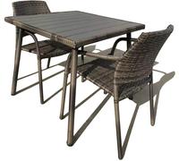 Furniture One Outdoor Rattan Wicker Garden Furniture Dining Set with Stackable Rattan Chairs, Weatherproof Wicker Rattan Furniture Set - 84L x84W x74H+2 Chair - 3 - Square Table