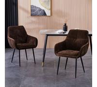 FURNITURE ONE Padded Dining Chair Set of 2, Chenille Fabric Vanity Armchair in Brown | Size: 1 Pack FURNITURE ONE Brown 1 Pack