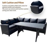Furniture One Rattan Effect Brown 5 Seater Table And Chair Dining Sofa Set Patio Outdoor Sofa